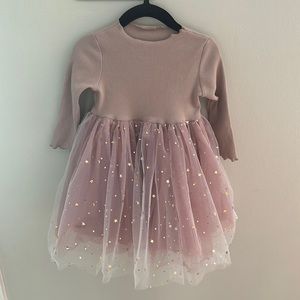 Knit Ribbed Long Sleeve Tutu Stars Dress for Infant/Toddler